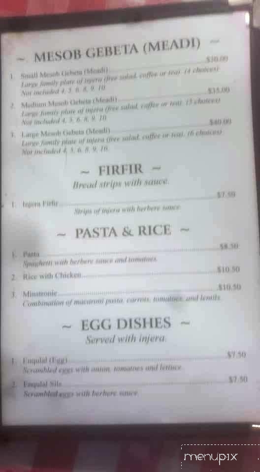 Red Sea Eritrean and Ethiopian Restaurant - Ottumwa, IA menu_pic