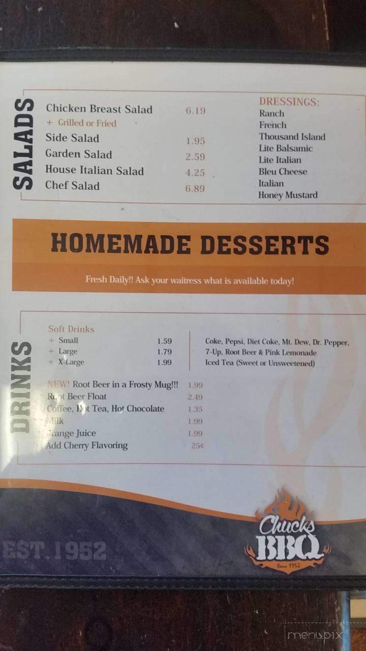 Chuck's Bar Bq - Herrin, IL menu_pic