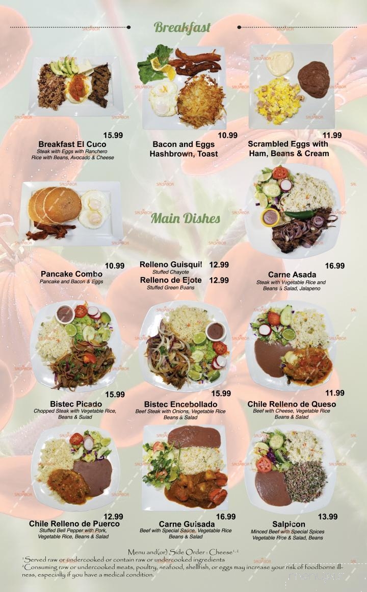El Salsabor Restaurant Y Pupuseria - Los Angeles, CA menu_pic