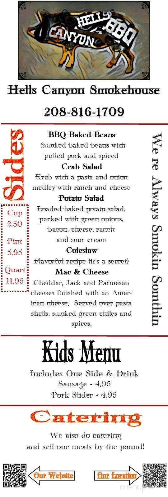 Hells Canyon Smokehouse - Lewiston, ID menu_pic