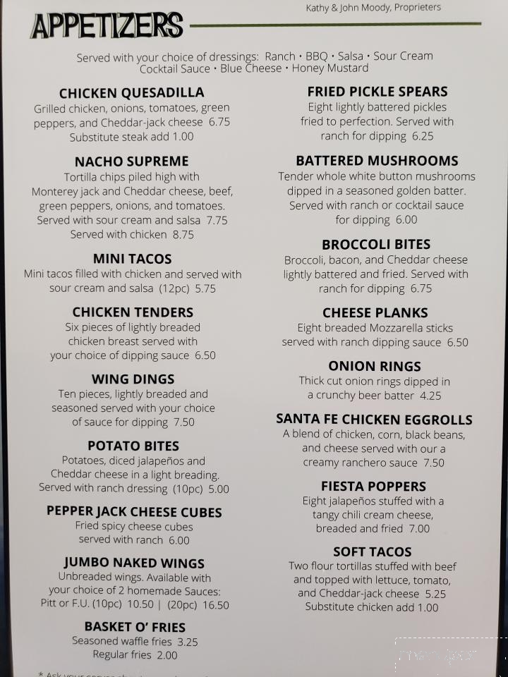 Pontiac Lake Inn - Waterford, MI menu_pic