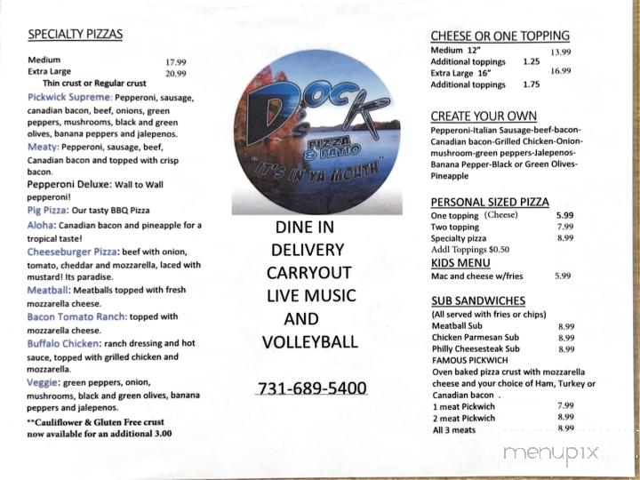 Dock's Pizza & Patio - Counce, TN menu_pic