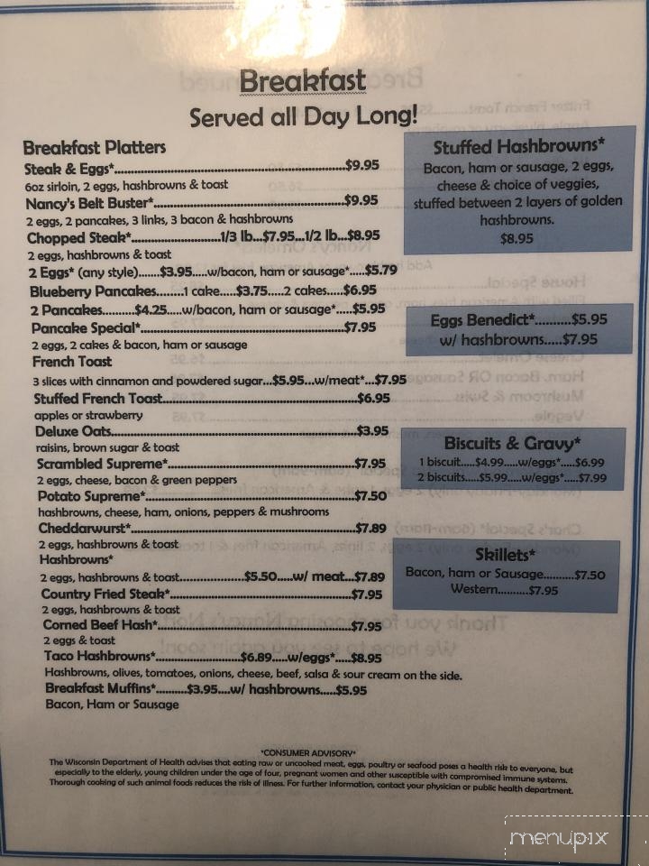 Nancy's Northside Family Rest - Rice Lake, WI menu_pic