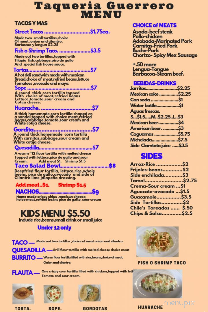 Taqueria Guerrero - Spokane Valley, WA menu_pic