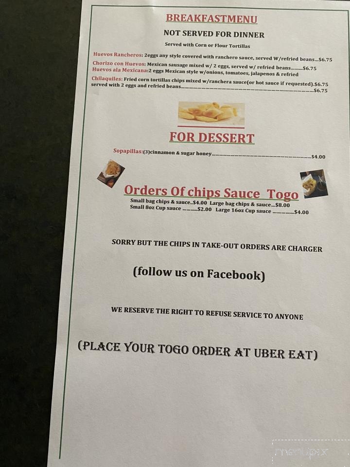 Plato Loco Restaurant - Red Oak, TX menu_pic