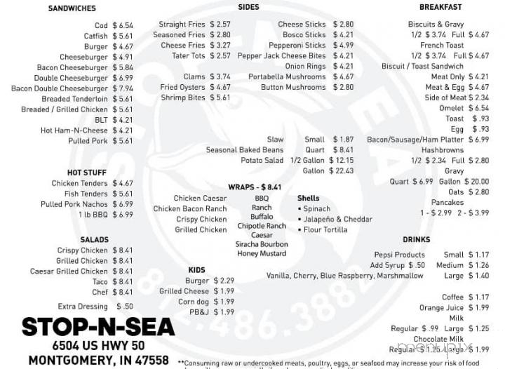 Stop & Sea - Montgomery, IN menu_pic