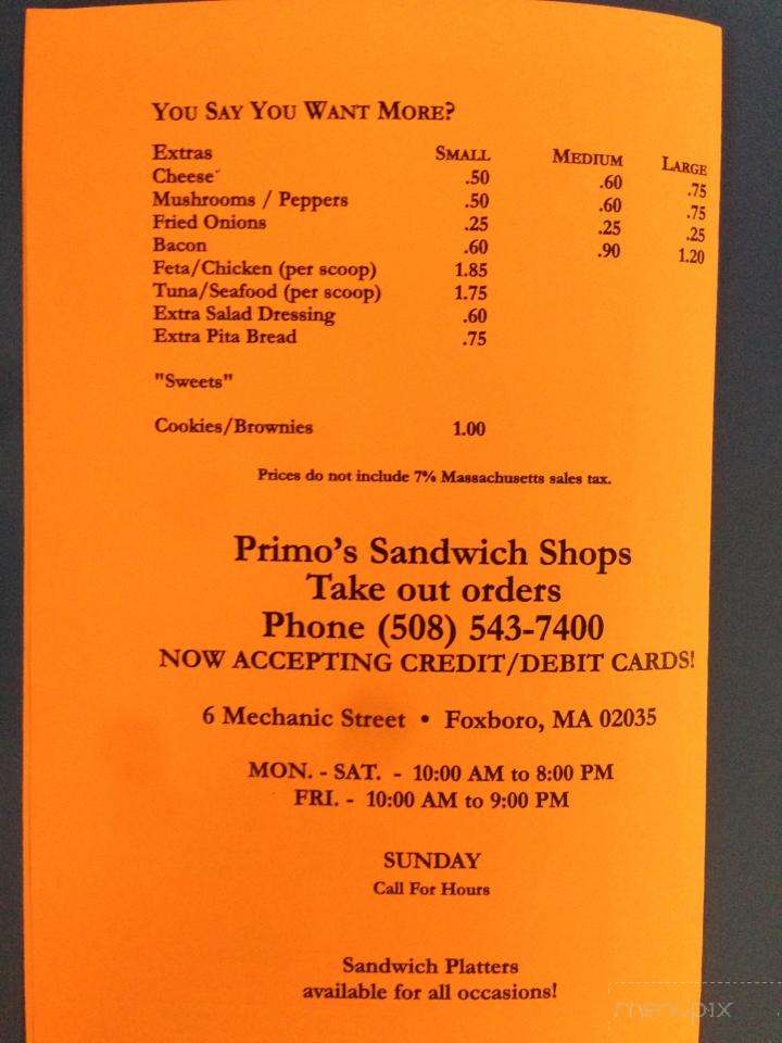 Primo's Sandwich Shops - Foxborough, MA