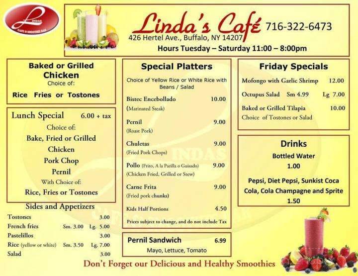 Linda's Cafe An Smoothie Bar - Buffalo, NY menu_pic