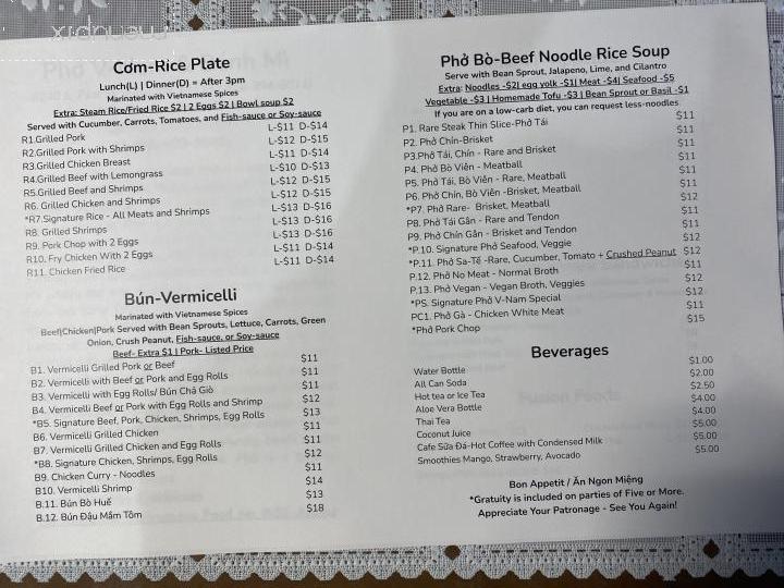 Pho V-Nam - Tulsa, OK menu_pic