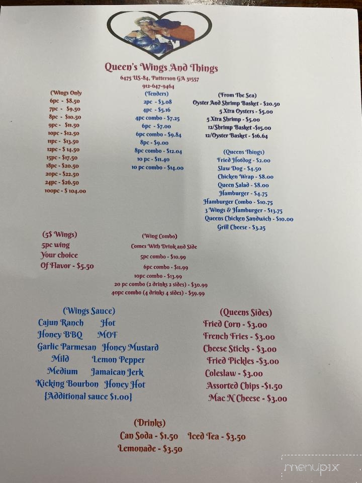 Queen's Wings & Things - Patterson, GA menu_pic