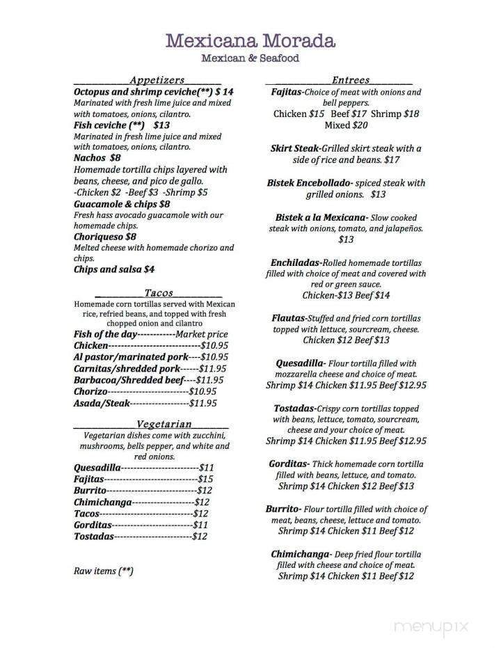 Mexicana Morada - Islamorada, FL menu_pic