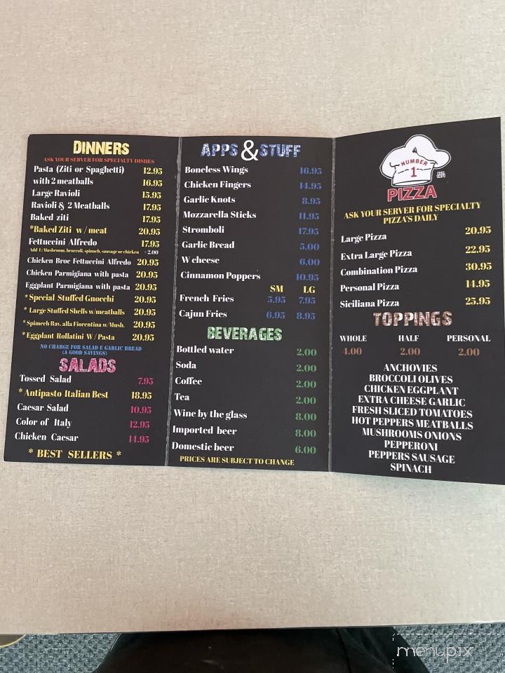 Number One Pizza - Lake George, NY menu_pic