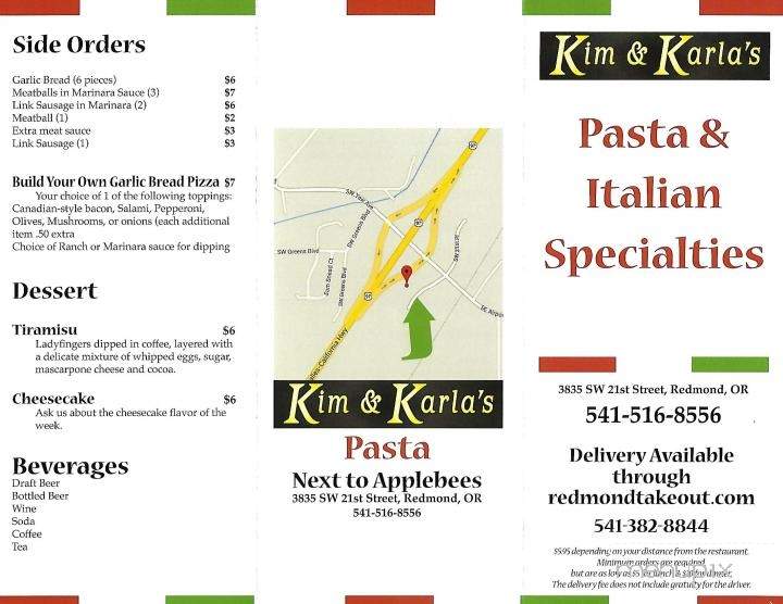 Kim and Karla's Pasta - Redmond, OR menu_pic