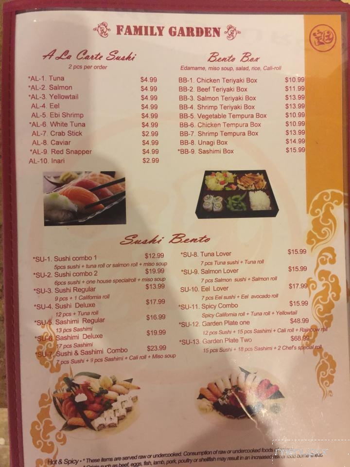 Menu of Family Garden in Richland, WA 99354