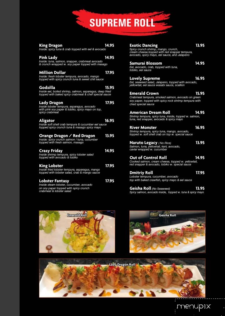 Kazoku Hibachi And Sushi Bar - Marshall, MO menu_pic