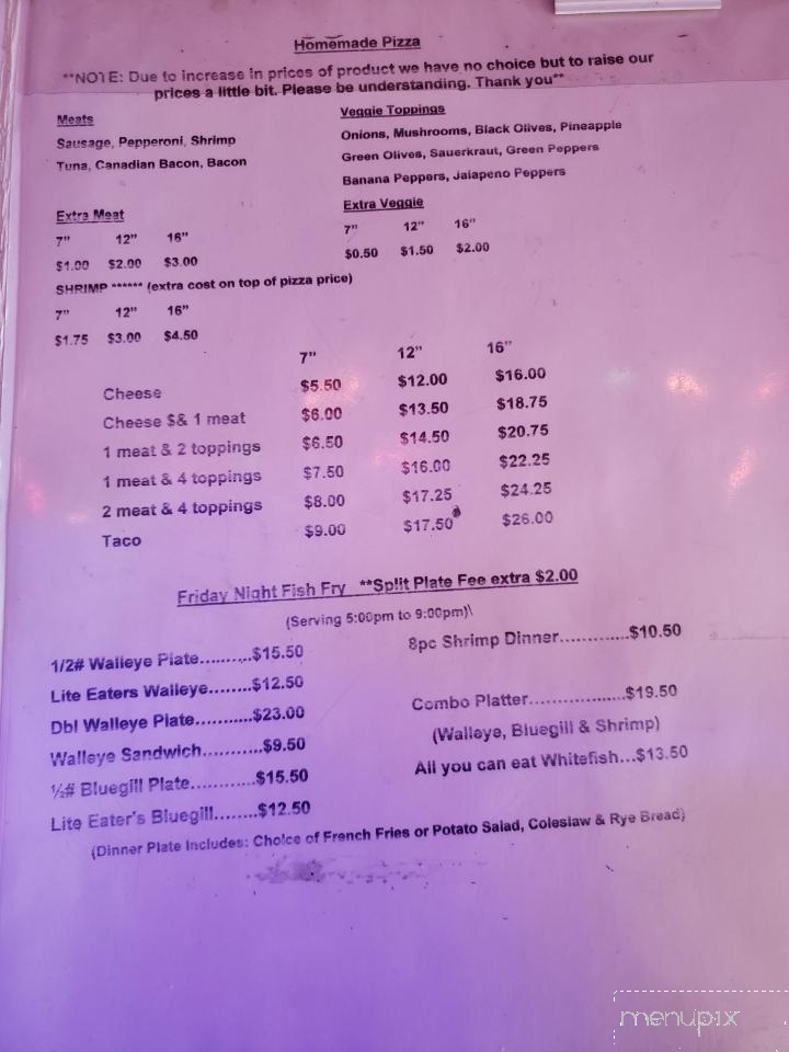 Cooligins - Van Dyne, WI menu_pic
