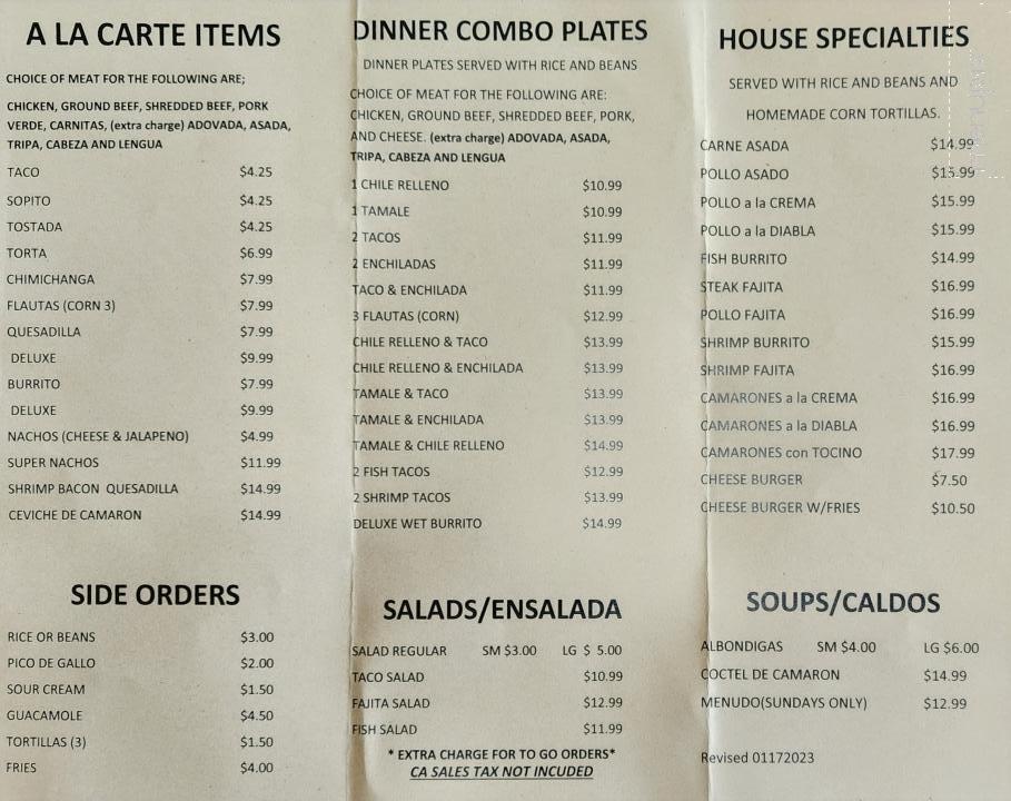 Lolita's Taqueria - Smith River, CA menu_pic