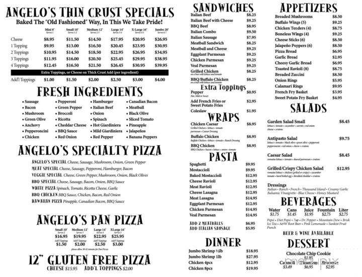 Angelo's Pizza - Downers Grove, IL menu_pic