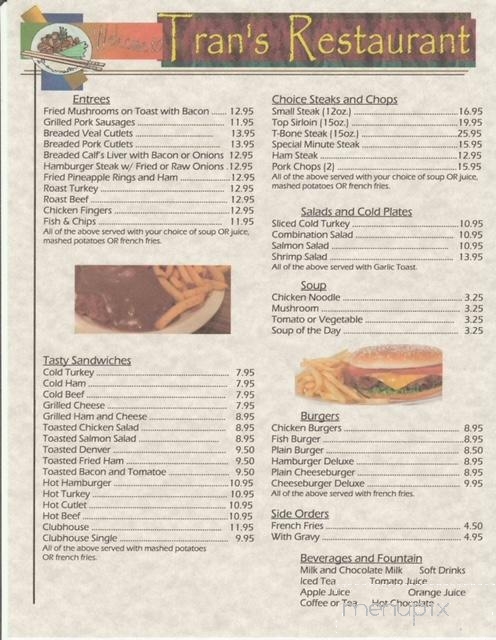 Tran's Cafe - Humboldt, SK menu_pic