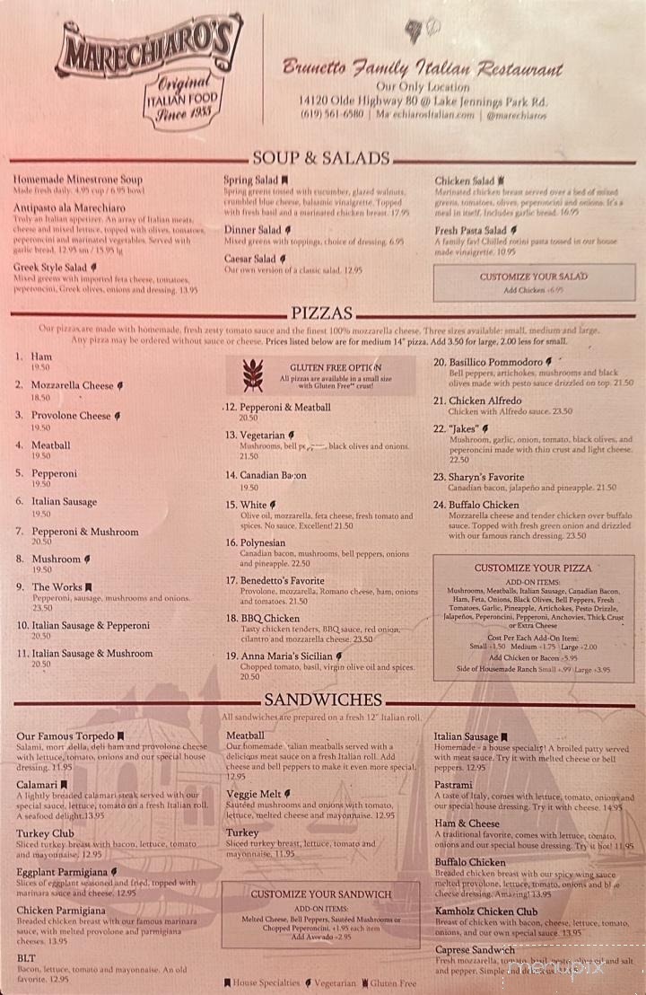 Brunetto's - El Cajon, CA menu_pic