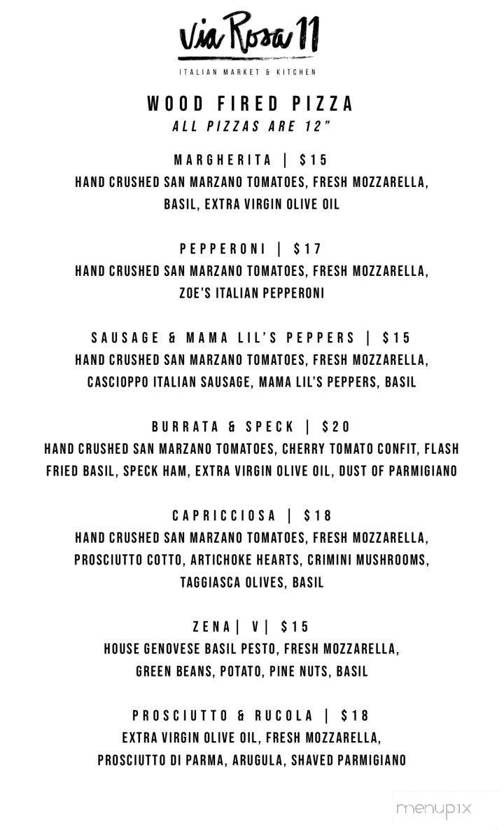 Via Rosa 11 Italian Market & Kitchen - Bainbridge Island, WA menu_pic