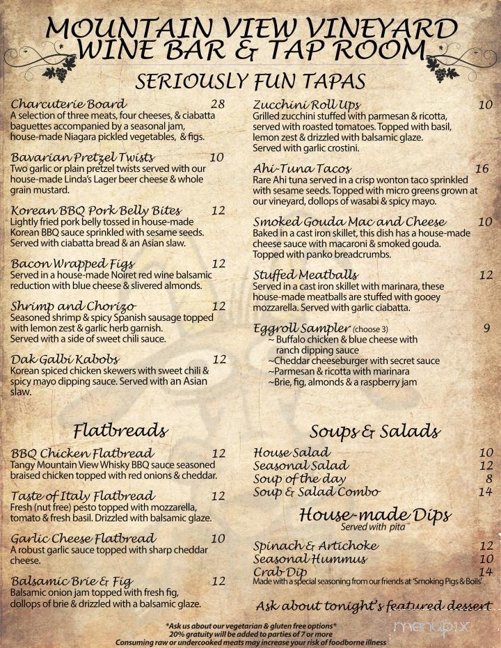 Mountain View Wine Bar and Tap Room - East Stroudsburg, PA menu_pic