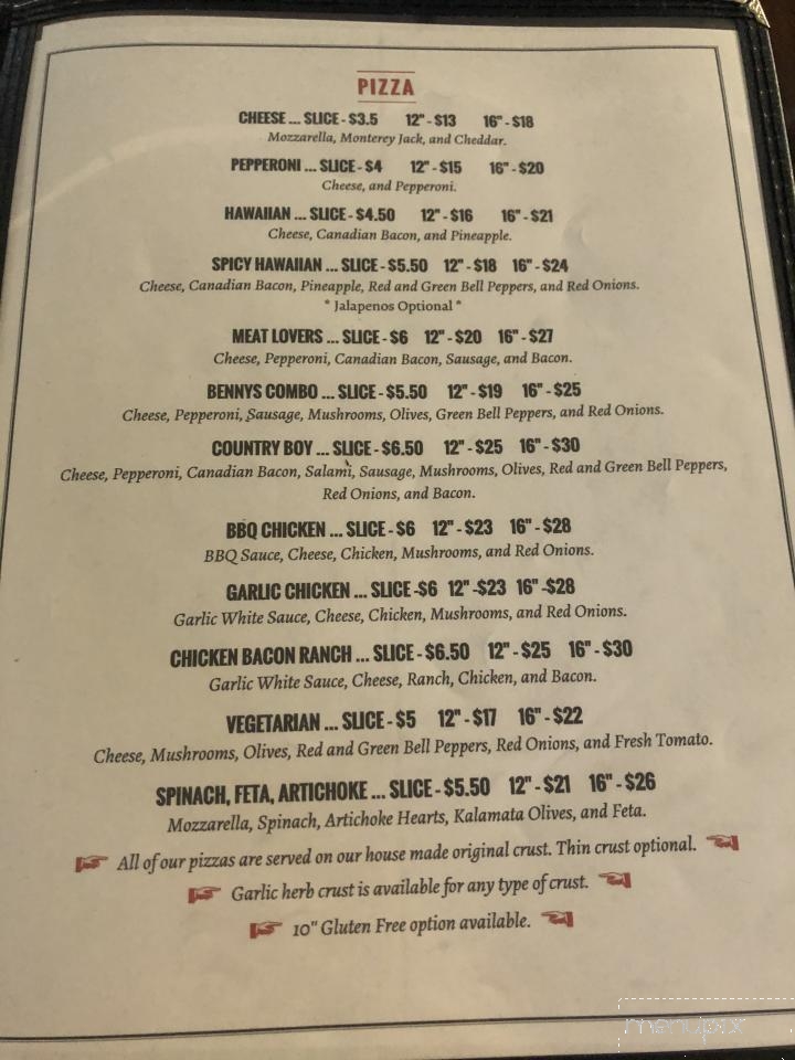 Bennys Pizza Joint - Monroe, OR menu_pic