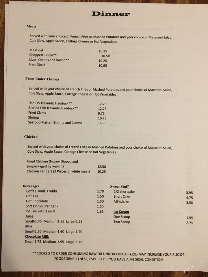 Diane's Coffee Shop - Dexter, NY menu_pic