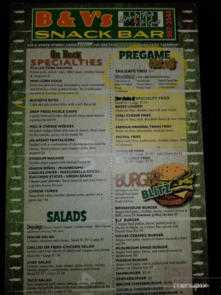 Snack Bar - Crooksville, OH menu_pic