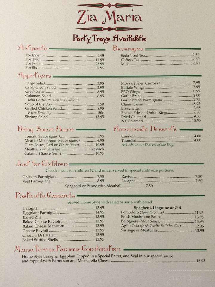 Zia Maria - Canaan, CT menu_pic