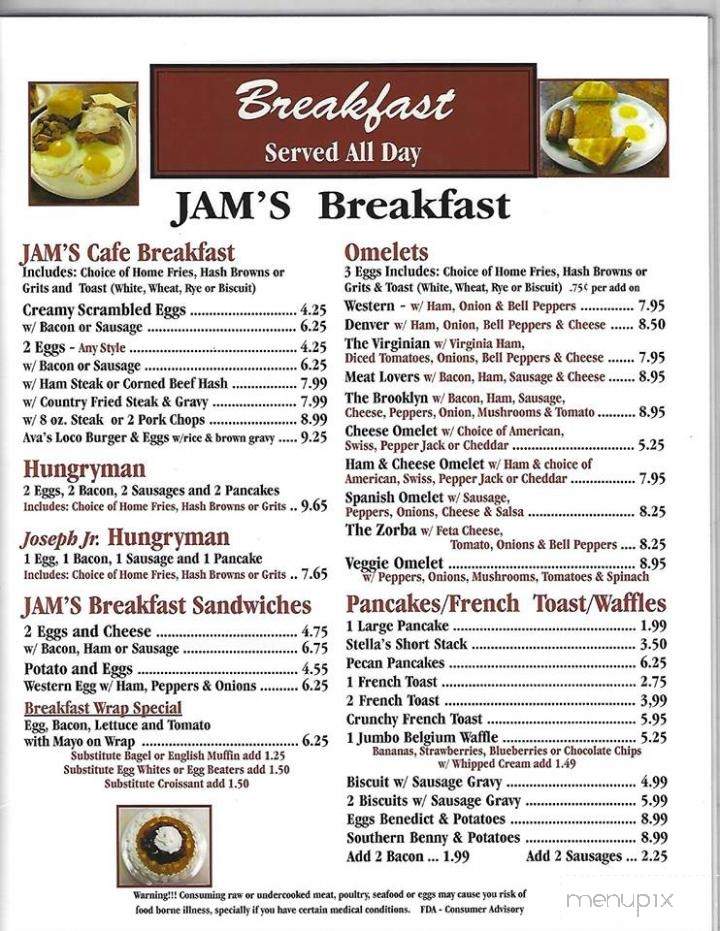 Jam's Cafe - Spring Hill, FL menu_pic