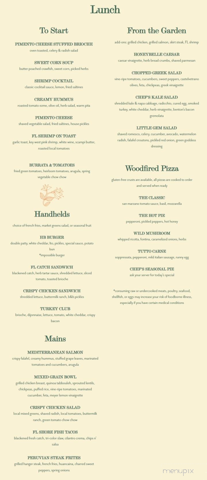 Honeybelle - Palm Beach Gardens, FL menu_pic
