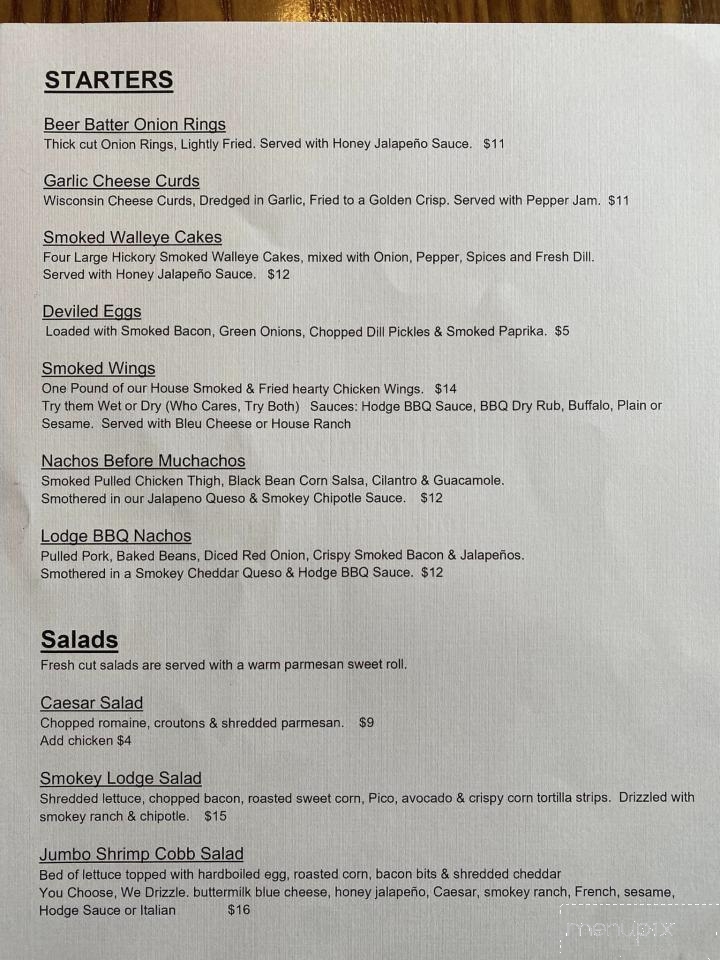 The Hodge Lodge - Center City, MN menu_pic