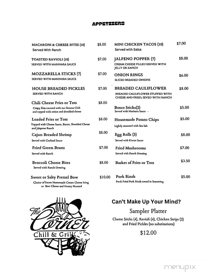 The Corner Chill & Grill - Belleville, IL menu_pic