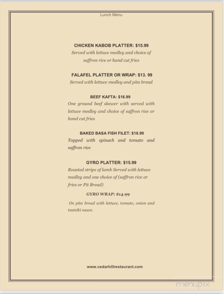 Orabis Mediterranean Grill and Bar - Cedar Hill, TX menu_pic