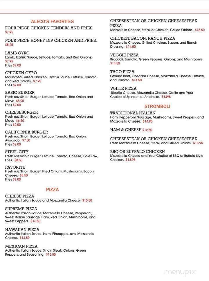 Aleco's Steak & Hoagie - Harrisburg, PA menu_pic