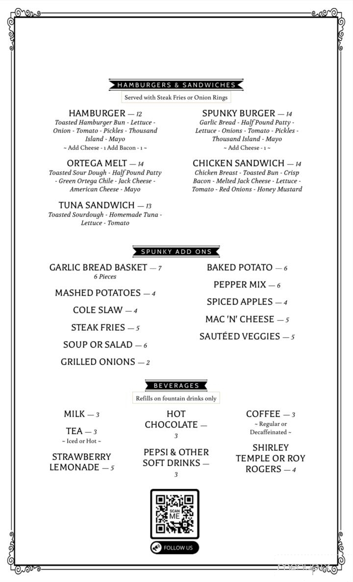Tony's Spunky Steer - Chino, CA menu_pic