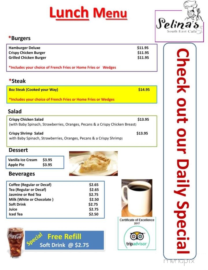 Selina's South East Cafe - Sarnia, ON menu_pic