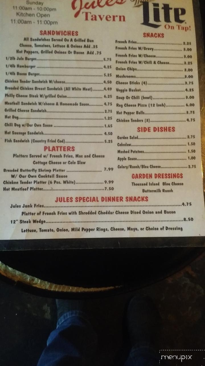 Jules Tavern - Greenville, PA menu_pic