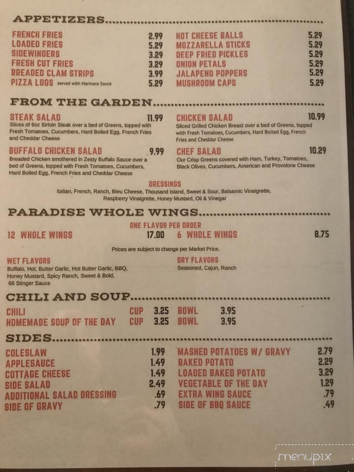 Sportsman's Paradise - Leeper, PA menu_pic