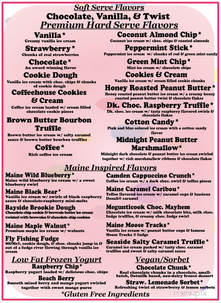 River Ducks Ice Cream - Camden, ME menu_pic