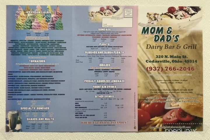 Mom & Dad's Dairy Bar - Cedarville, OH menu_pic