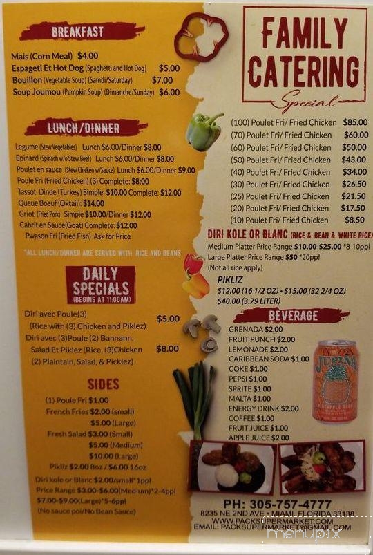 Pack Super Market and Cafeteria - Miami, FL menu_pic