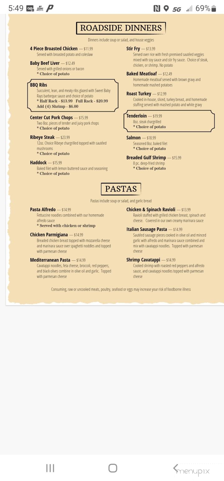 Roadside Bar & Grill - Plymouth, WI menu_pic