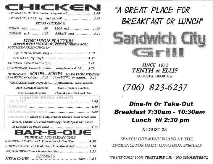 Sandwich City - Augusta, GA menu_pic