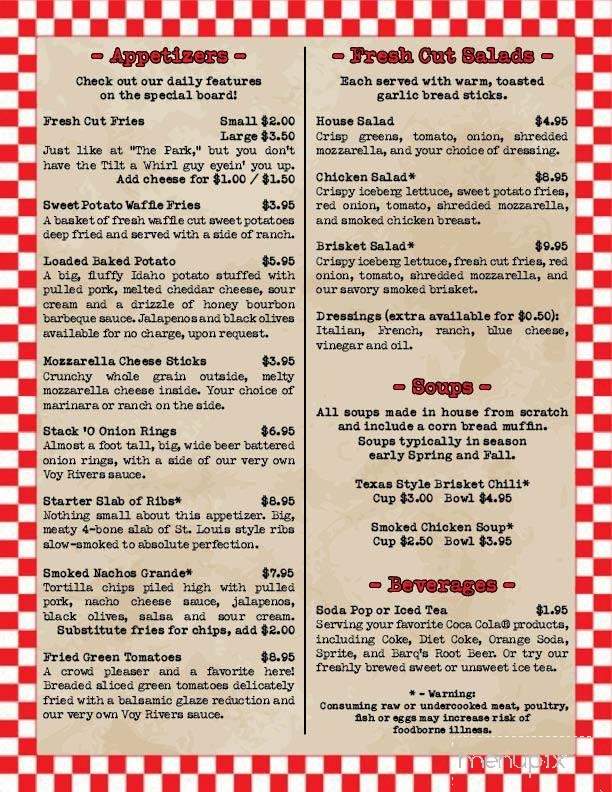 Voy Rivers' BBQ and Catering - Linesville, PA menu_pic