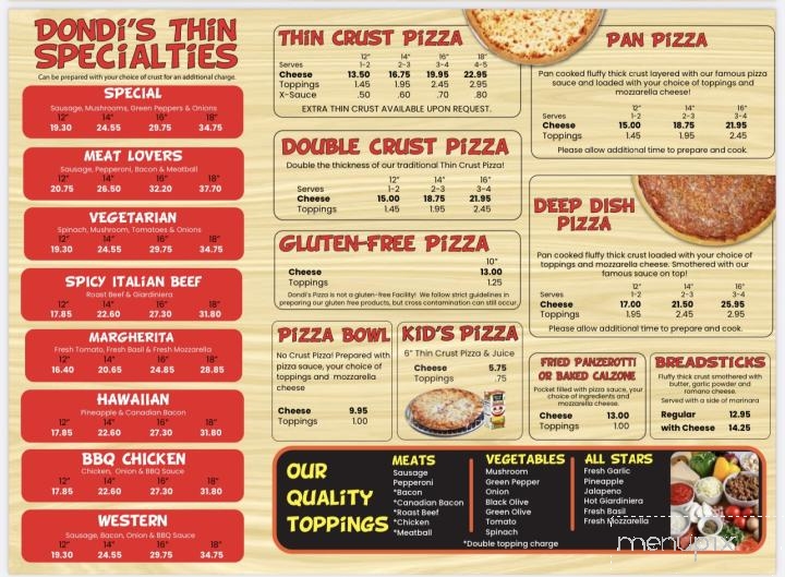 Dondi's Pizza - Arlington Heights, IL menu_pic