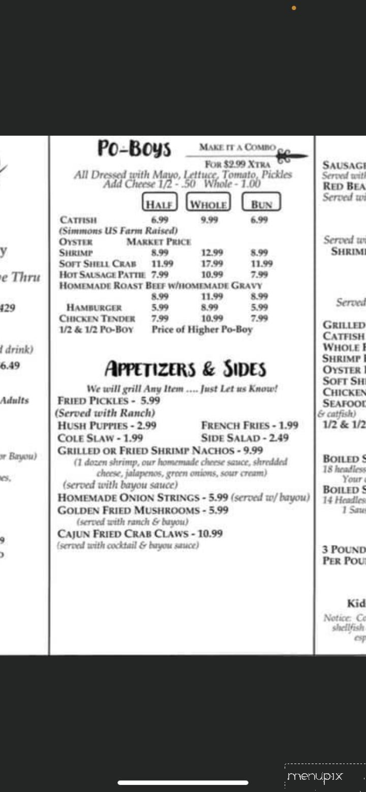 Rajun Cajun's - Columbia, MS menu_pic