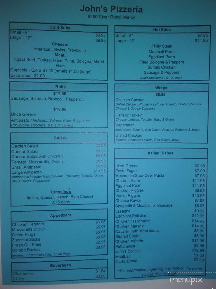 John's Pizzeria - Marcy, NY menu_pic