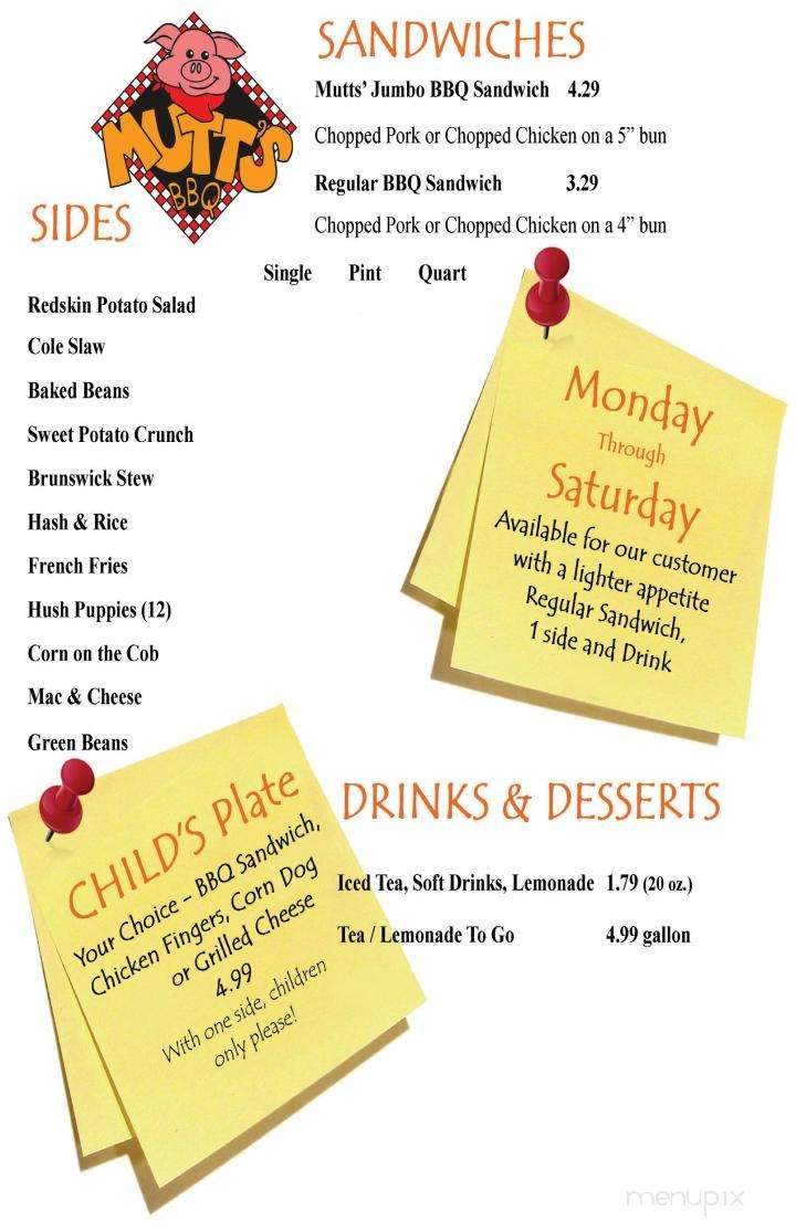Mutt's BBQ - Mauldin, SC menu_pic